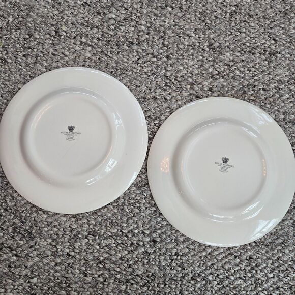 Royal Stafford Christmas Eve Fireplace Hearth Dinner Plates Set of 2 New 10.75" - Picture 5 of 7